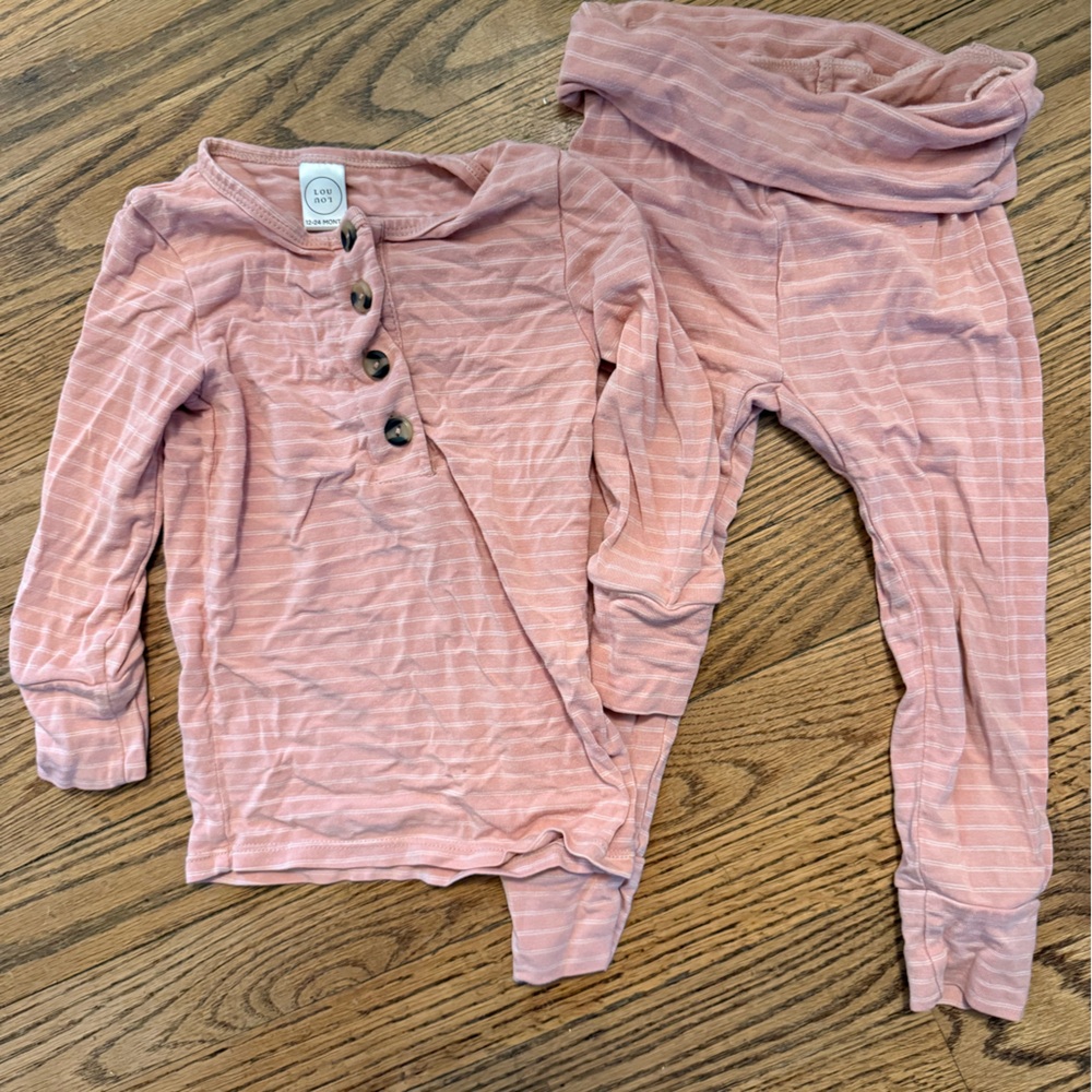 Pink Striped Lou Lou and Company top and bottoms